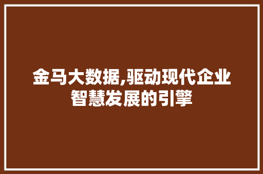 金马大数据,驱动现代企业智慧发展的引擎