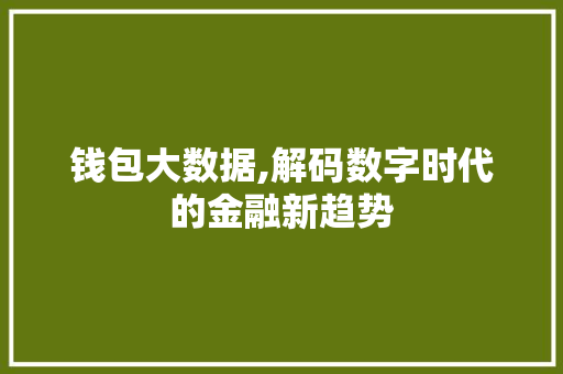 钱包大数据,解码数字时代的金融新趋势