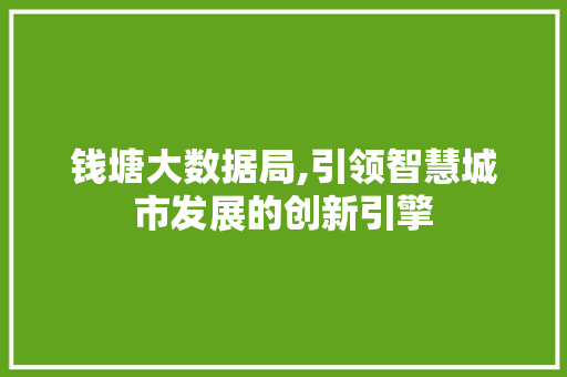 钱塘大数据局,引领智慧城市发展的创新引擎 百度算法