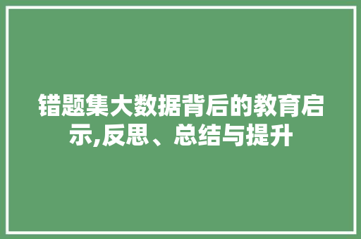 错题集大数据背后的教育启示,反思、总结与提升