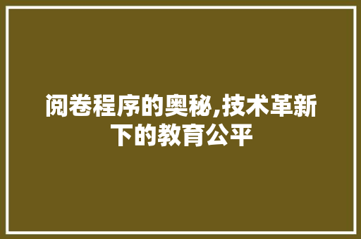 阅卷程序的奥秘,技术革新下的教育公平