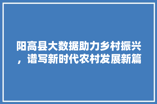 阳高县大数据助力乡村振兴，谱写新时代农村发展新篇章