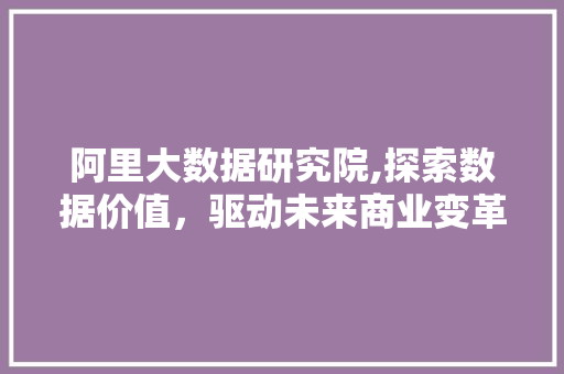 阿里大数据研究院,探索数据价值，驱动未来商业变革