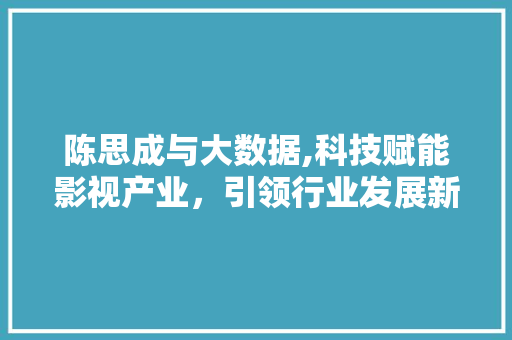 陈思成与大数据,科技赋能影视产业，引领行业发展新方向