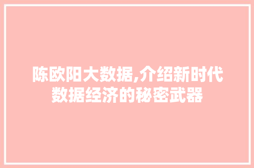陈欧阳大数据,介绍新时代数据经济的秘密武器 百度算法