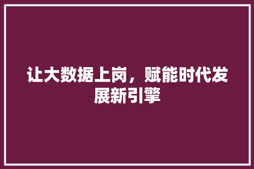 让大数据上岗，赋能时代发展新引擎 网站优化