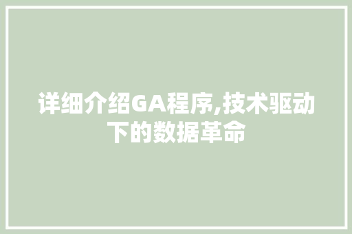 详细介绍GA程序,技术驱动下的数据革命 360搜优化