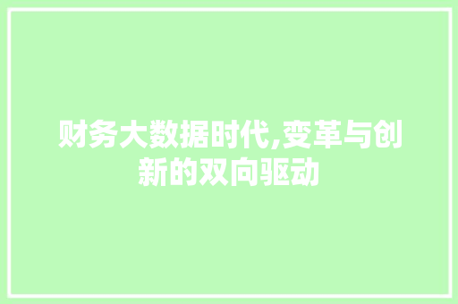 财务大数据时代,变革与创新的双向驱动