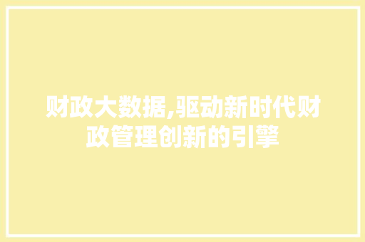 财政大数据,驱动新时代财政管理创新的引擎