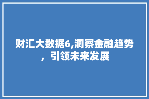 财汇大数据6,洞察金融趋势，引领未来发展