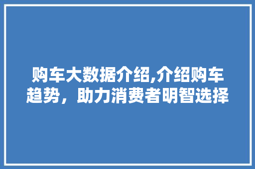 购车大数据介绍,介绍购车趋势，助力消费者明智选择
