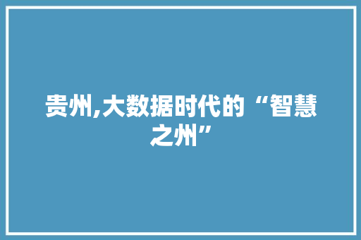 贵州,大数据时代的“智慧之州” 英文谷歌算法