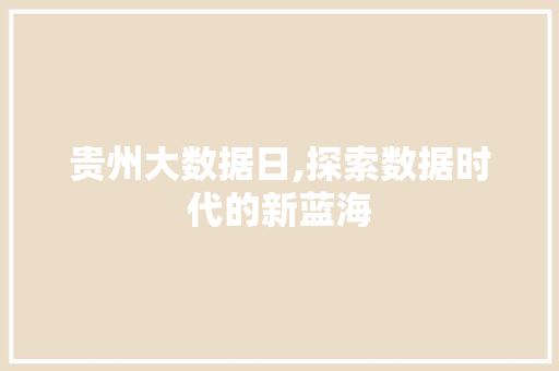 贵州大数据日,探索数据时代的新蓝海