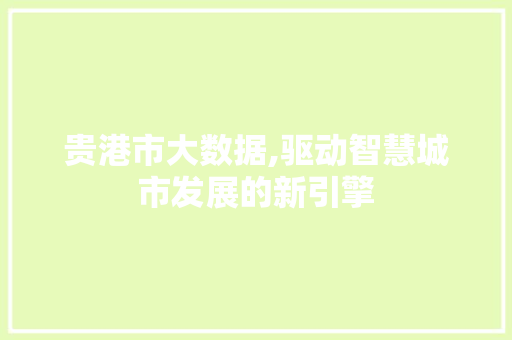 贵港市大数据,驱动智慧城市发展的新引擎