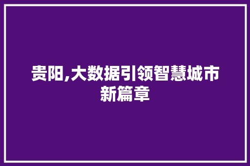 贵阳,大数据引领智慧城市新篇章