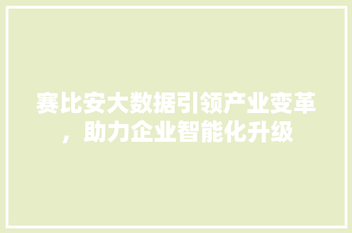 赛比安大数据引领产业变革，助力企业智能化升级