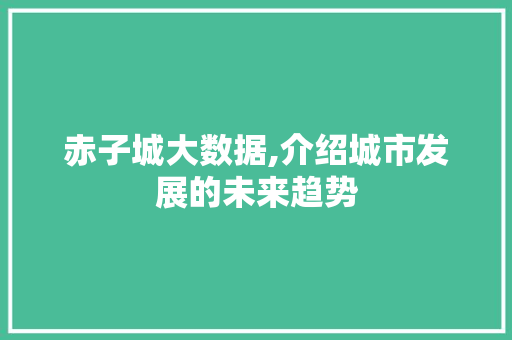 赤子城大数据,介绍城市发展的未来趋势