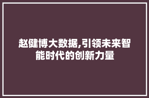 赵健博大数据,引领未来智能时代的创新力量