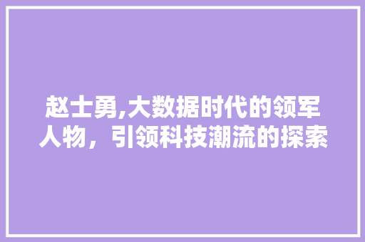 赵士勇,大数据时代的领军人物，引领科技潮流的探索者