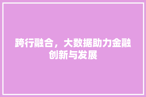 跨行融合，大数据助力金融创新与发展
