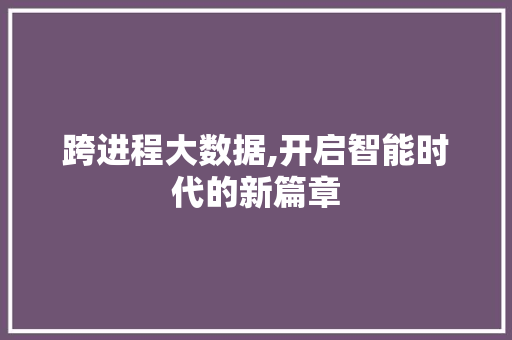 跨进程大数据,开启智能时代的新篇章