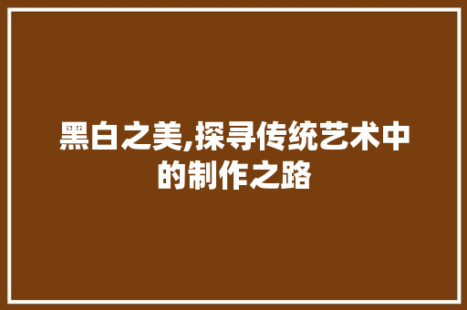 黑白之美,探寻传统艺术中的制作之路