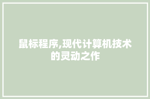 鼠标程序,现代计算机技术的灵动之作