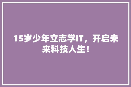 15岁少年立志学IT，开启未来科技人生！