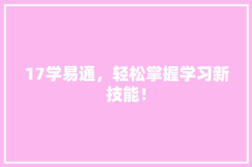 17学易通，轻松掌握学习新技能！ AI技术学习
