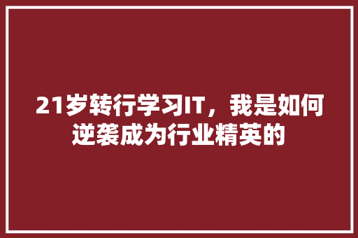 21岁转行学习IT，我是如何逆袭成为行业精英的 AI技术学习