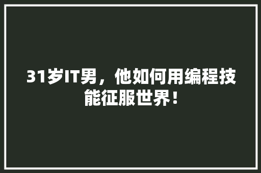 31岁IT男，他如何用编程技能征服世界！