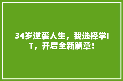 34岁逆袭人生，我选择学IT，开启全新篇章！