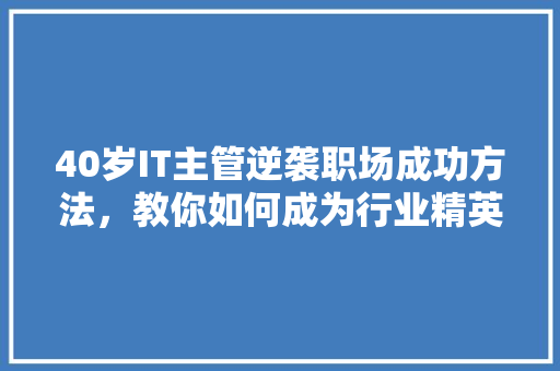40岁IT主管逆袭职场成功方法，教你如何成为行业精英！