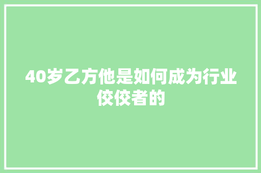 40岁乙方他是如何成为行业佼佼者的