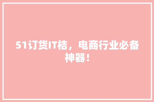 51订货IT桔，电商行业必备神器！