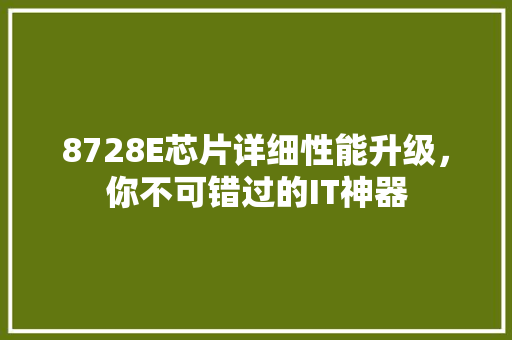 8728E芯片详细性能升级，你不可错过的IT神器