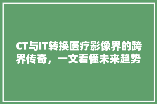 CT与IT转换医疗影像界的跨界传奇，一文看懂未来趋势！