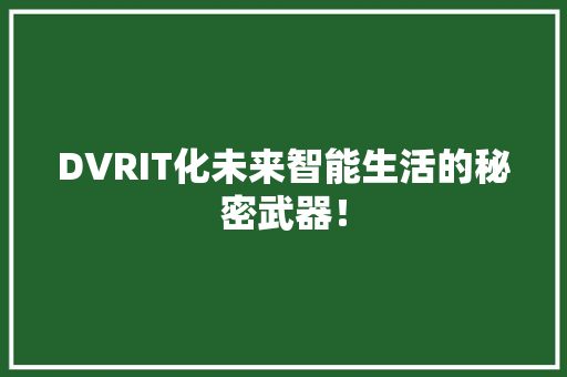 DVRIT化未来智能生活的秘密武器！