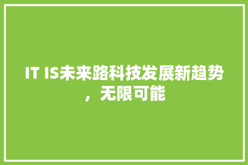 IT IS未来路科技发展新趋势，无限可能