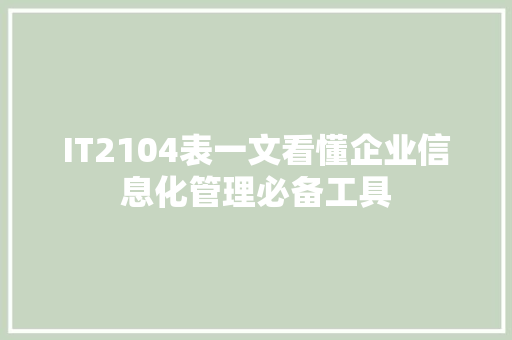 IT2104表一文看懂企业信息化管理必备工具