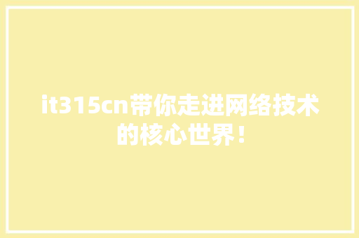 it315cn带你走进网络技术的核心世界！ 网站优化