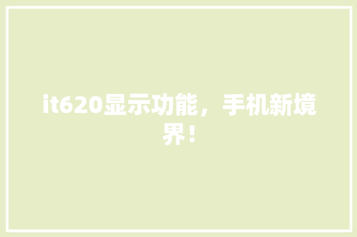it620显示功能，手机新境界！