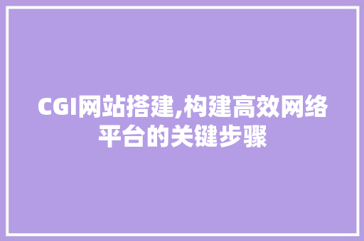 CGI网站搭建,构建高效网络平台的关键步骤