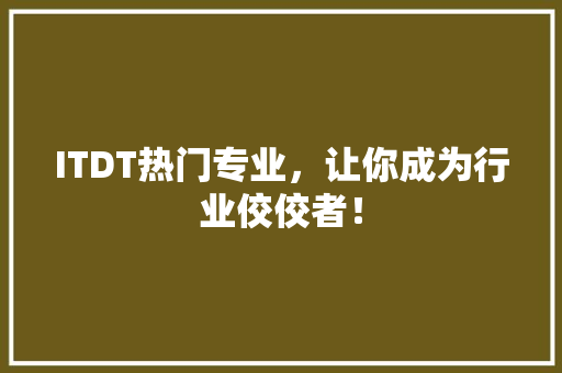 ITDT热门专业，让你成为行业佼佼者！