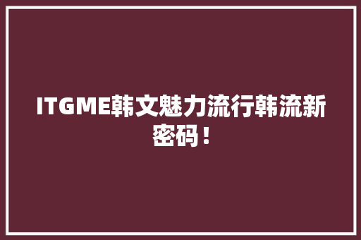 ITGME韩文魅力流行韩流新密码！