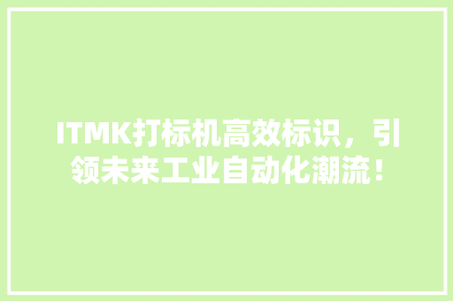 ITMK打标机高效标识，引领未来工业自动化潮流！