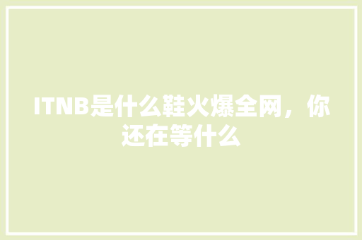 ITNB是什么鞋火爆全网，你还在等什么