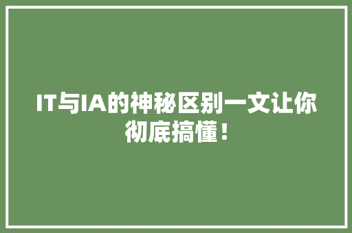 IT与IA的神秘区别一文让你彻底搞懂！ seo技术