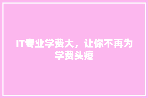 IT专业学费大，让你不再为学费头疼