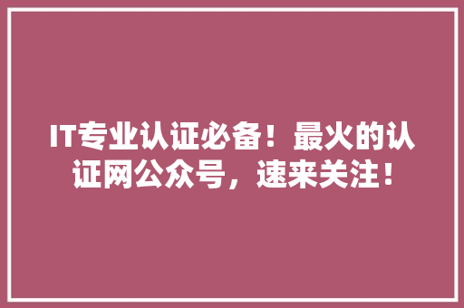 IT专业认证必备！最火的认证网公众号，速来关注！ 网站优化